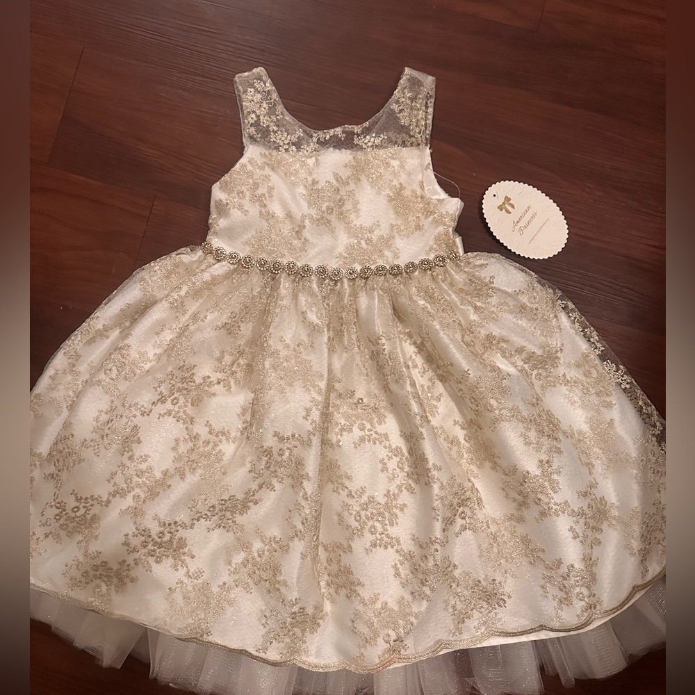 Ivory & Gold Formal / Flower Girl Dress